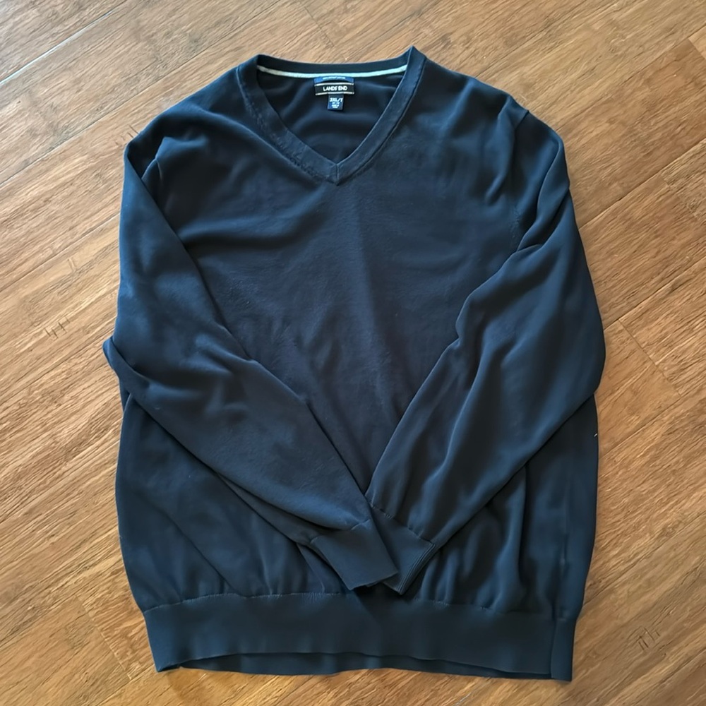 Lands’ End V-neck Long-Sleeved Black Sweater